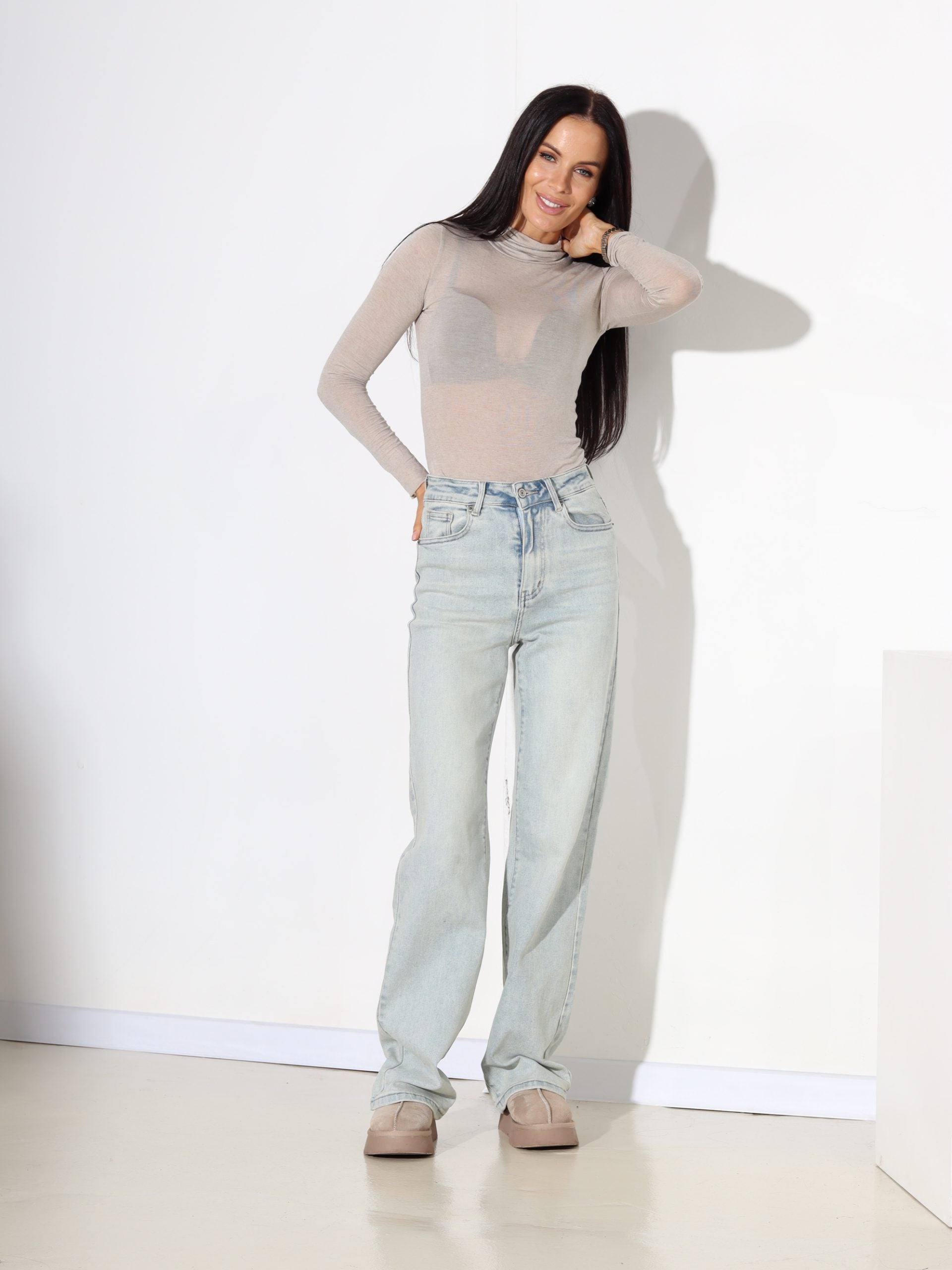 G.zilas taisna piegriezuma Laulia džinsa bikses "Wide leg" - 17767