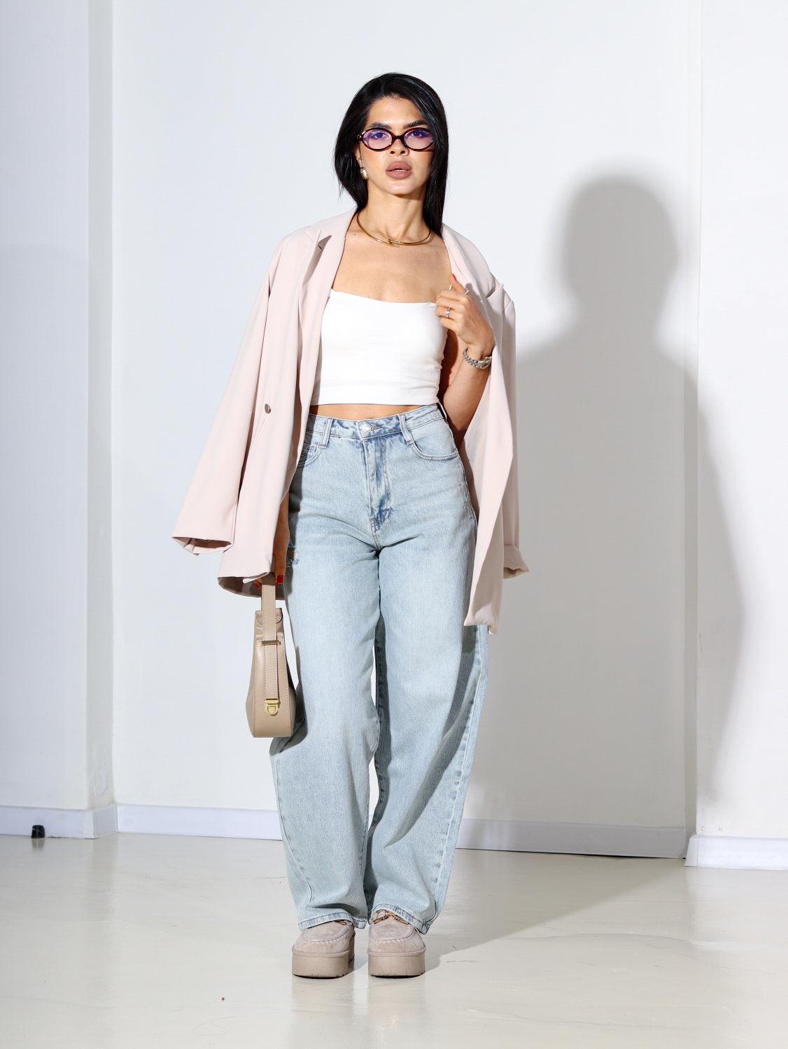 Zilganzaļas 'Balloon' džinsa bikses - 14368