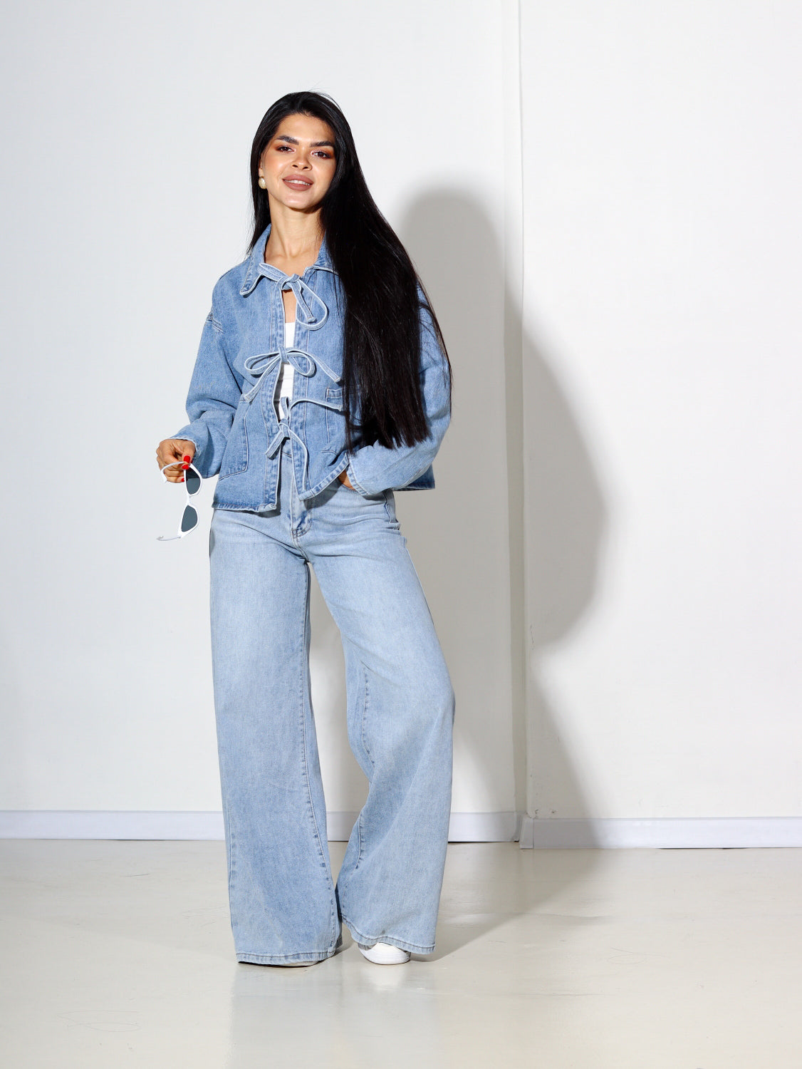 Zila sasienama džinsa jaka - 14370