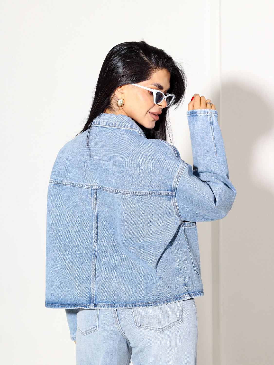 Zila sasienama džinsa jaka - 14370