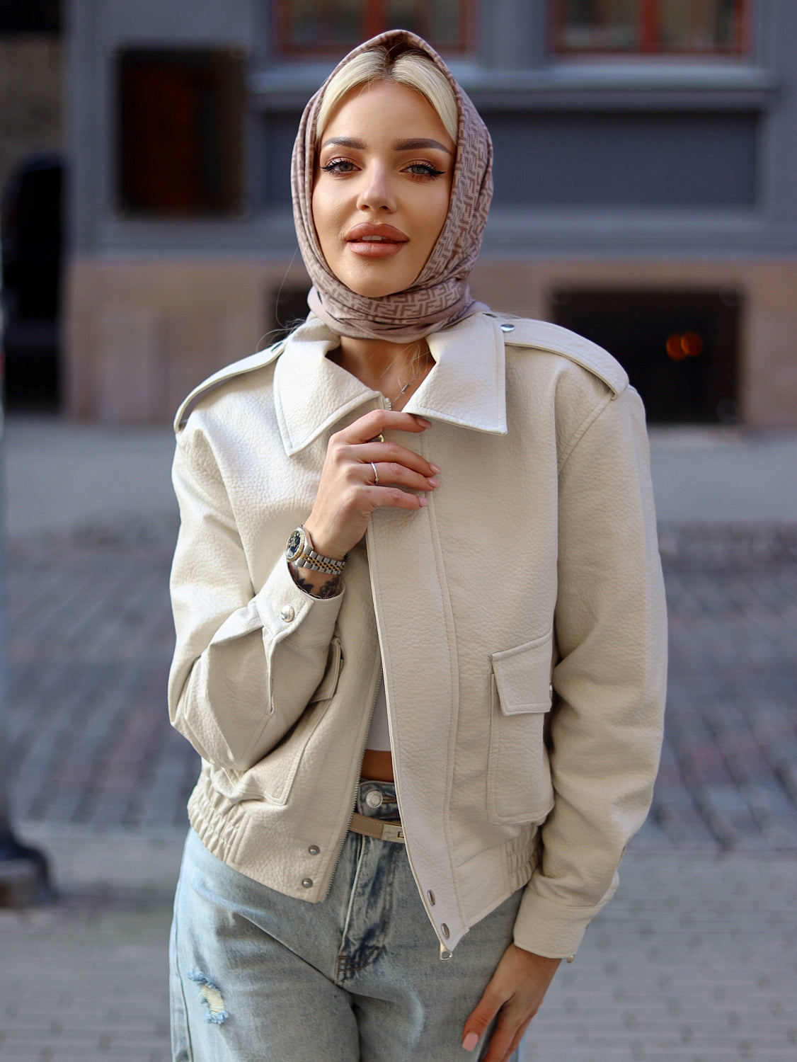 Bēša, eco ādas jaka ar savilkumu- 14373