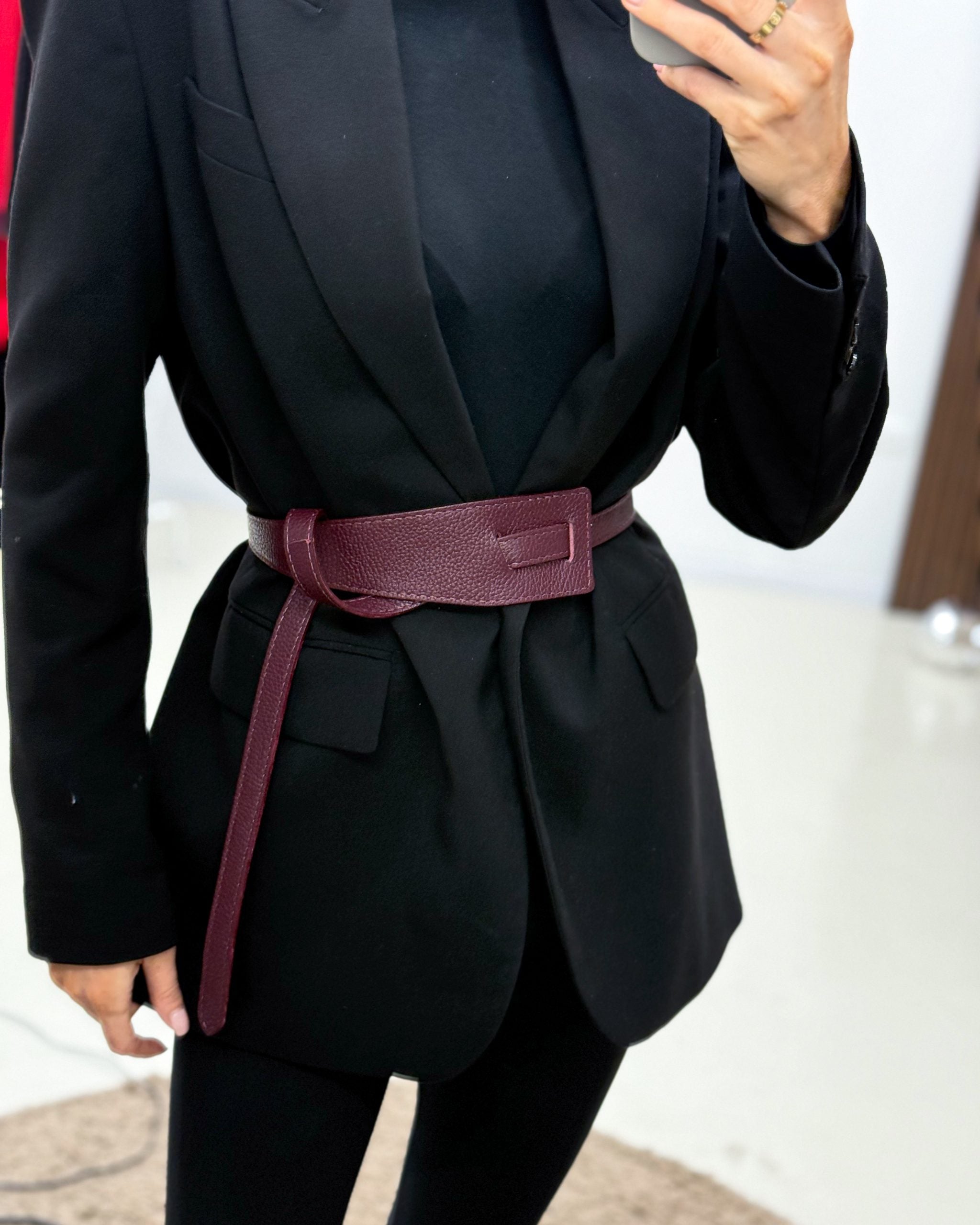 Bordo ādas josta bez furnitūras (trapece) - 13813