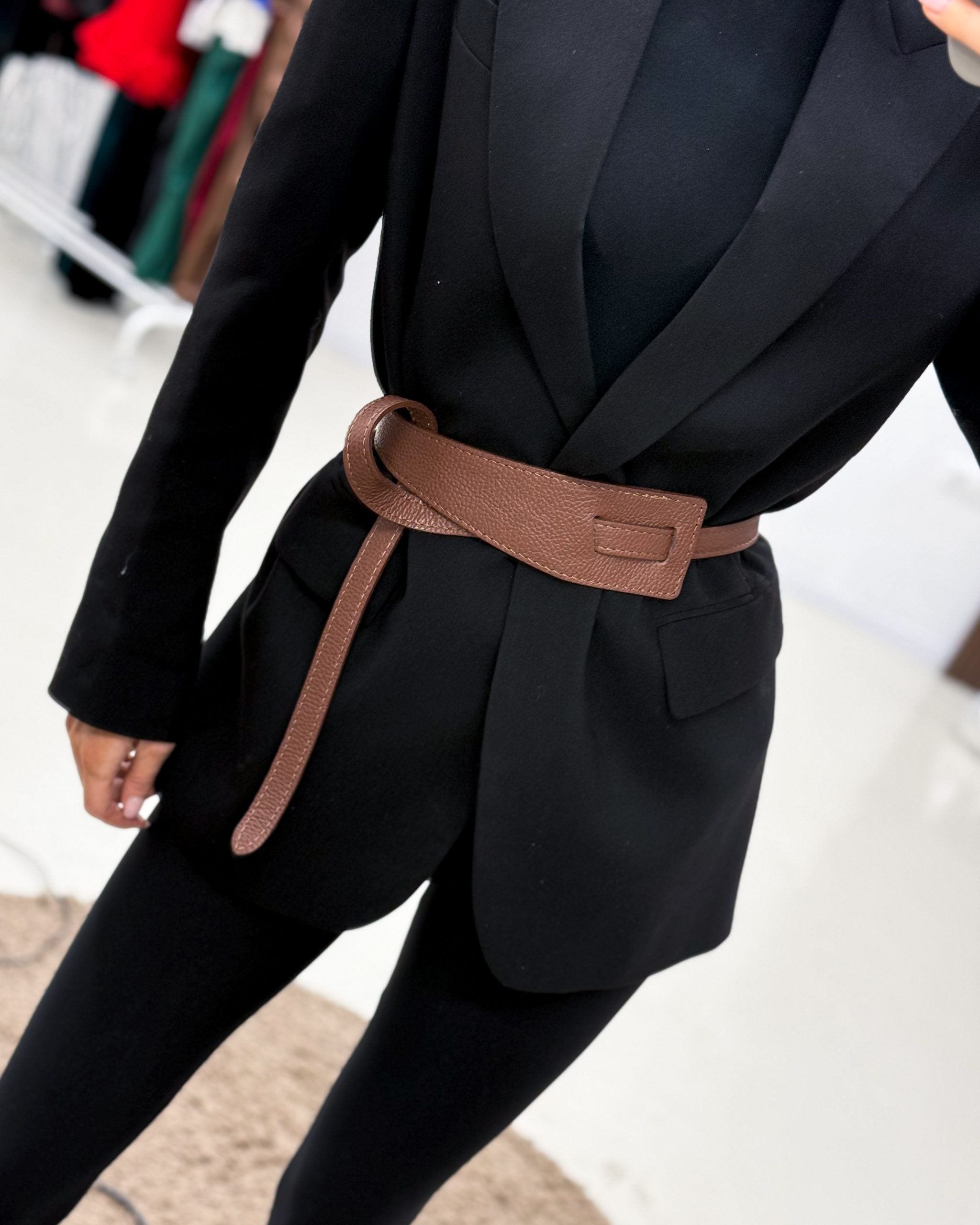 T.brūna ādas josta bez furnitūras (trapece)- 13811