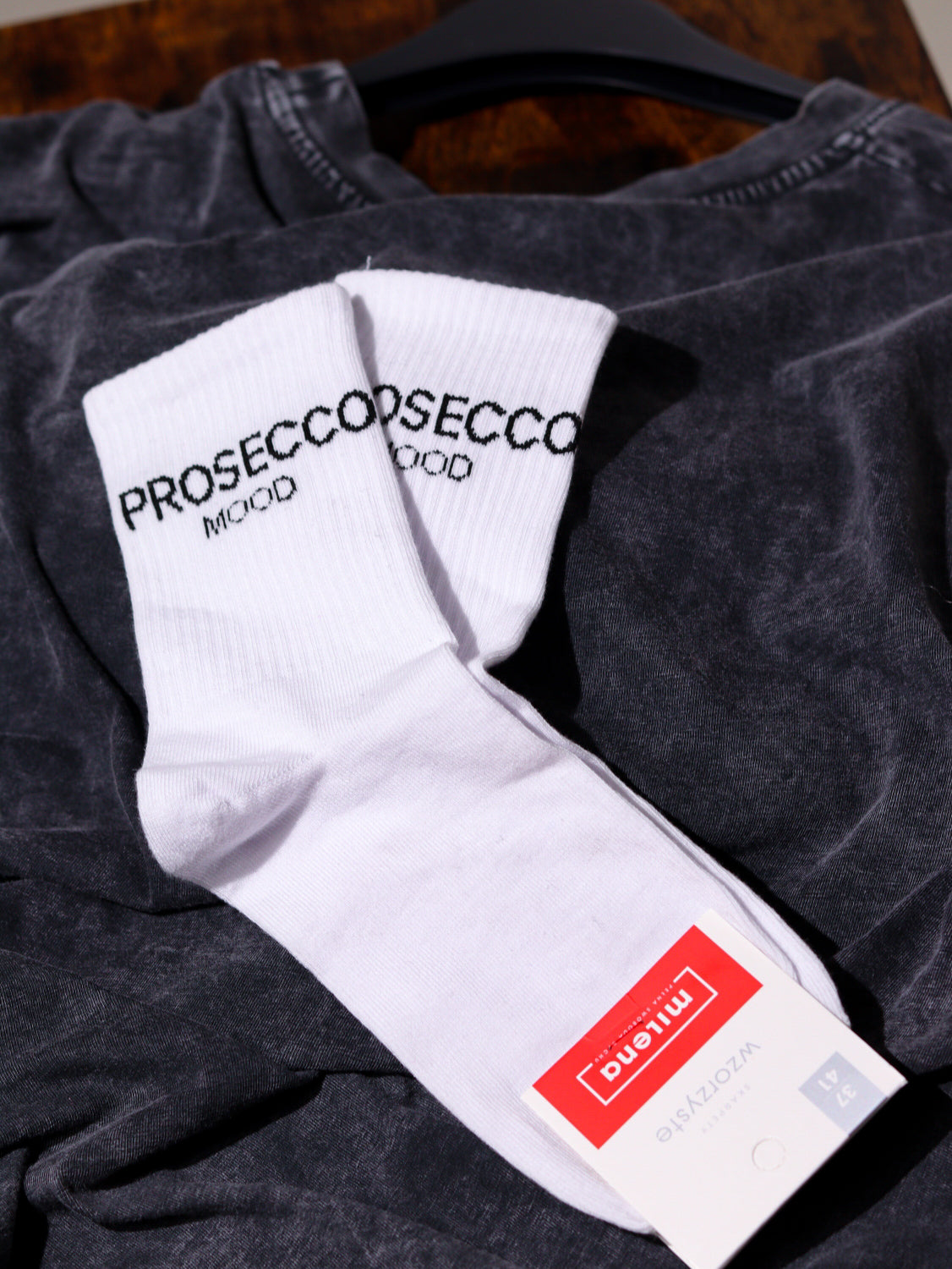 Baltas+ melns 'Prosecco' zeķes - 14403