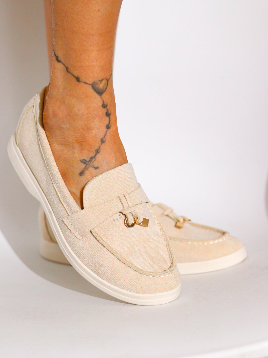 Bēšas m/zamšādas mokasīna tipa kurpes - 14415