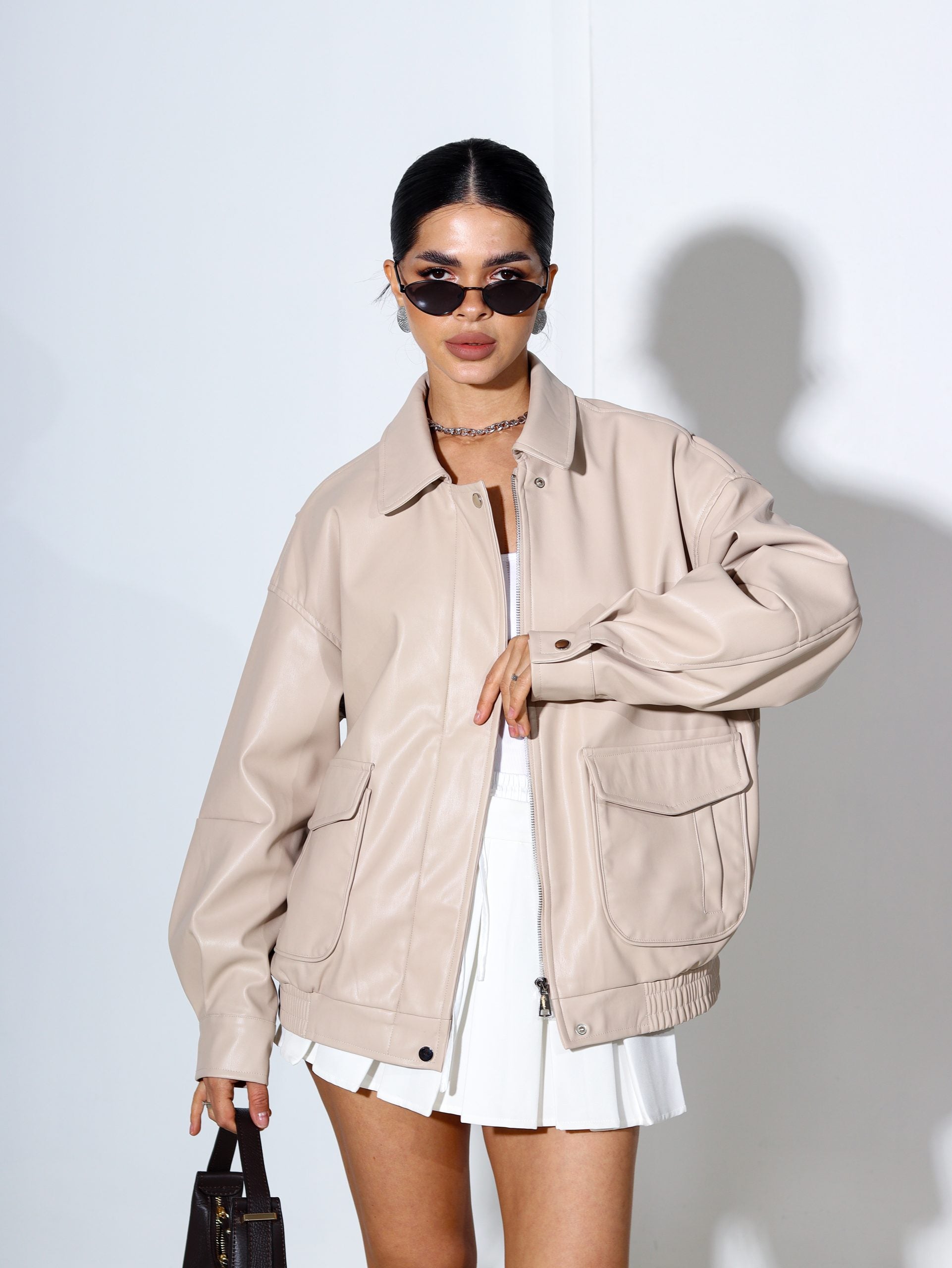 Bēšas krāsas m/ā ,,Bomber" jaka - 14419