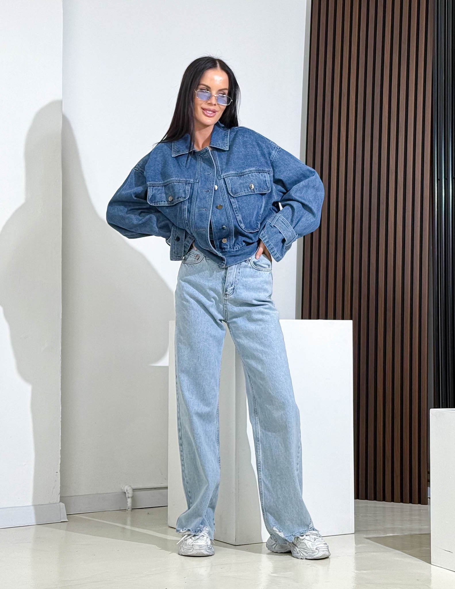 Zilas krāsas džinsa jaka/ bomberis - 15885