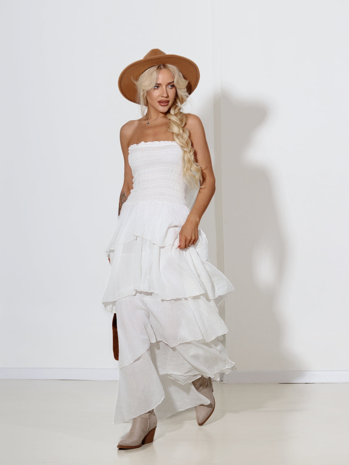 Balta ,,Boho'' stila kleita - 14460