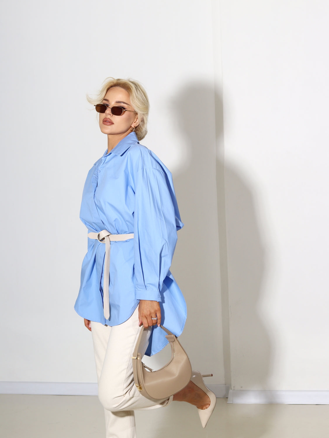 Zils OVERSIZE kokvilnas krekls - 14464