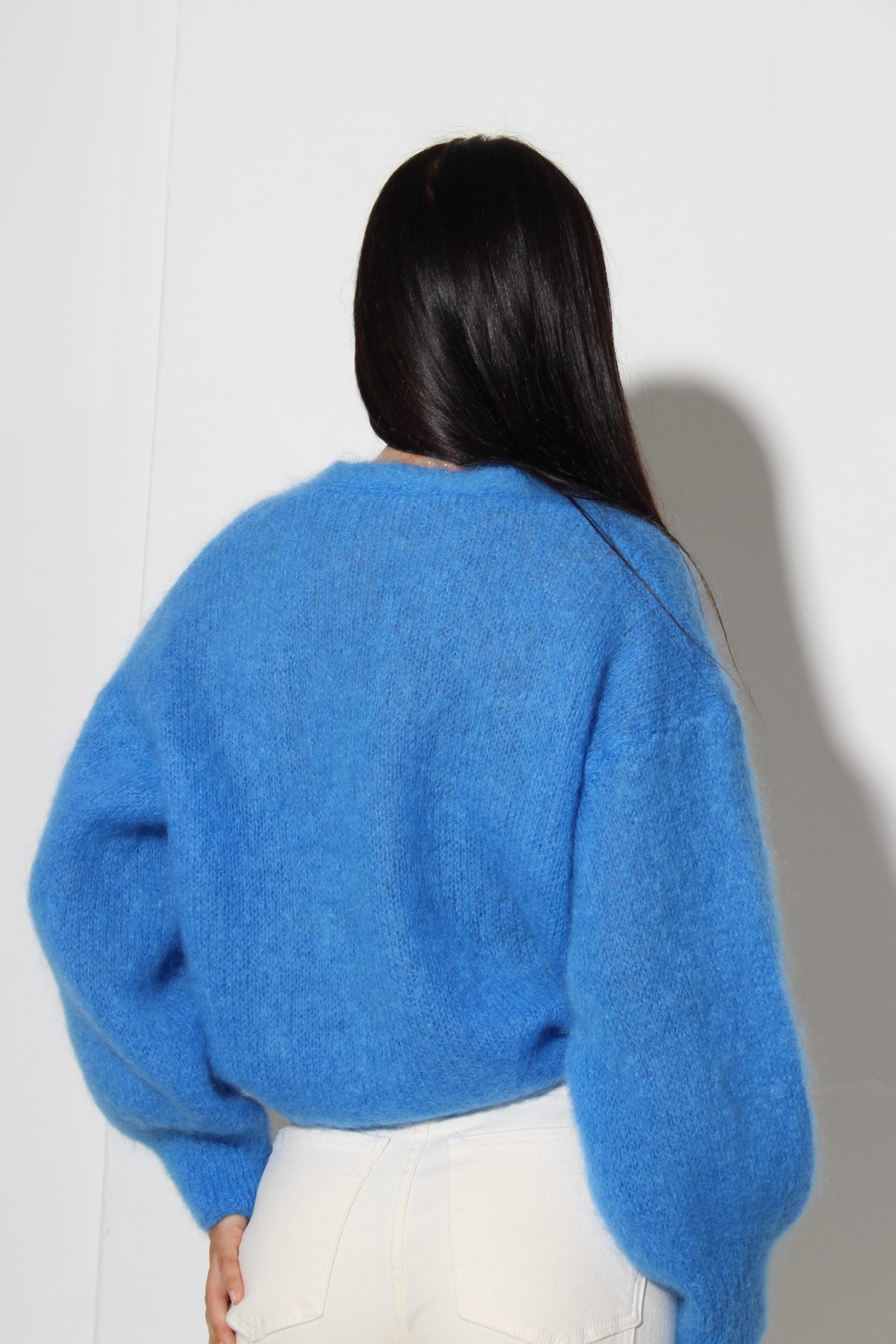 Zila Mohēras jaka ar "V" veida izgriezumu - 16056