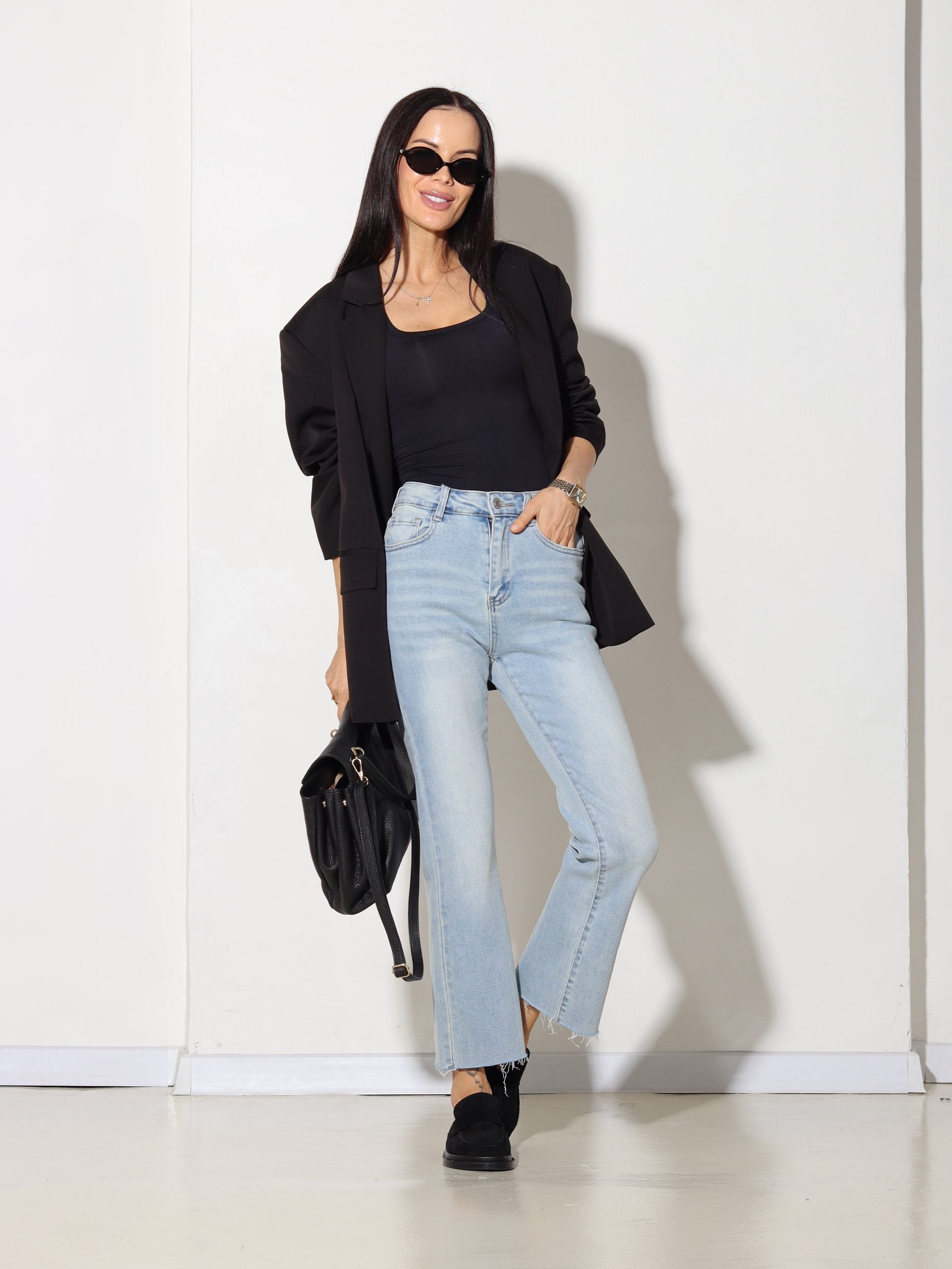 Gaiši zilas Laulia firmas ,, Crop flare ankle '' džinsa bikses - 15813