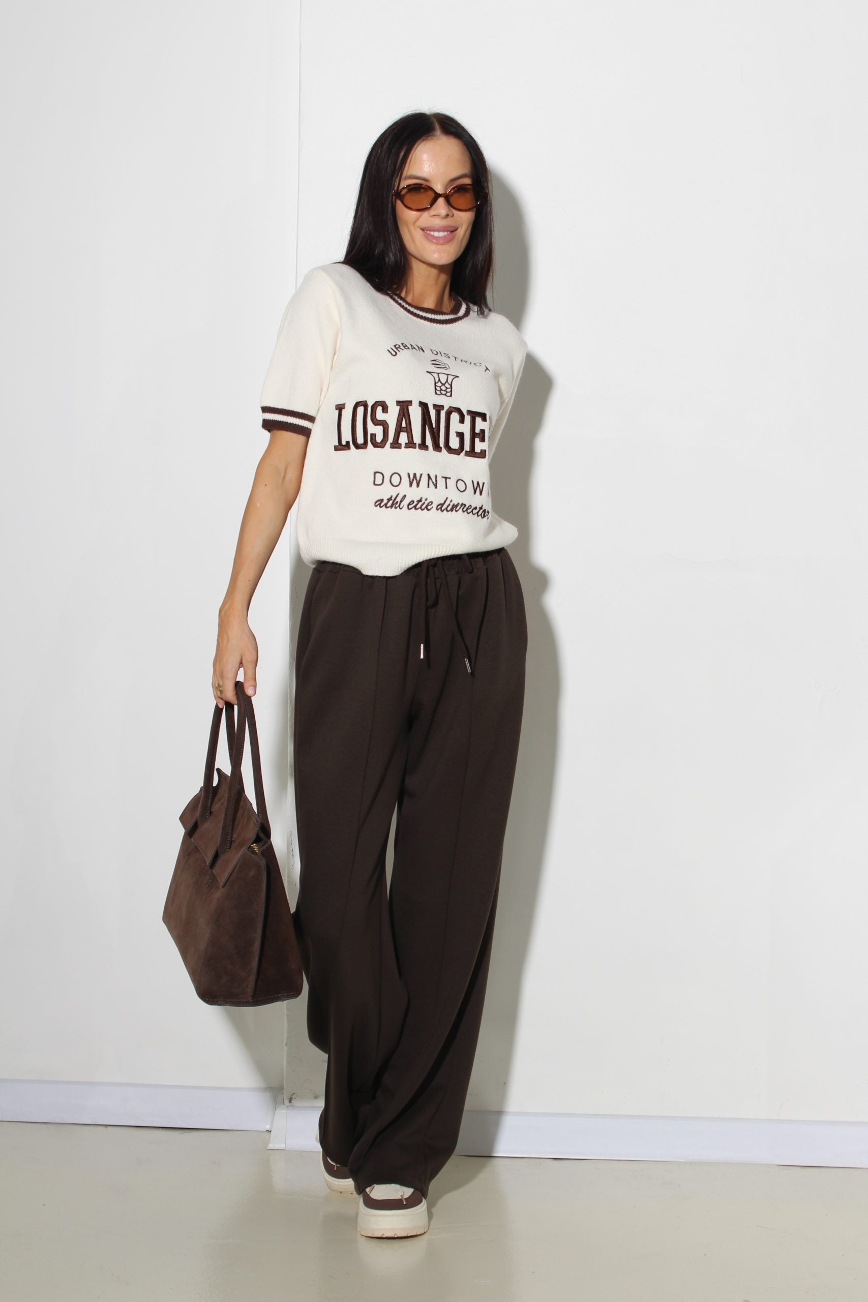 Tumši brūnas, sportiska stila bikses - 16082