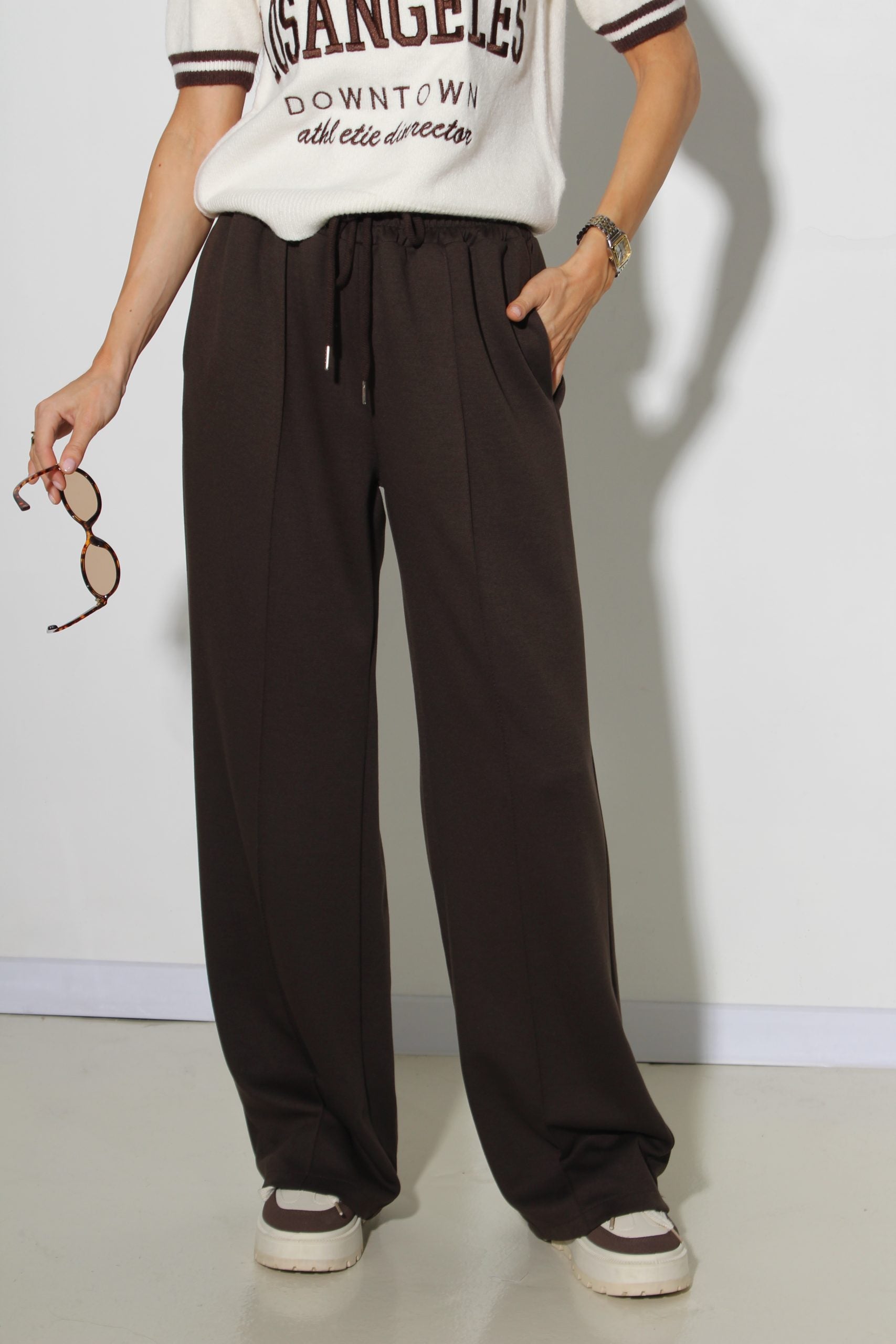 Tumši brūnas, sportiska stila bikses - 16082