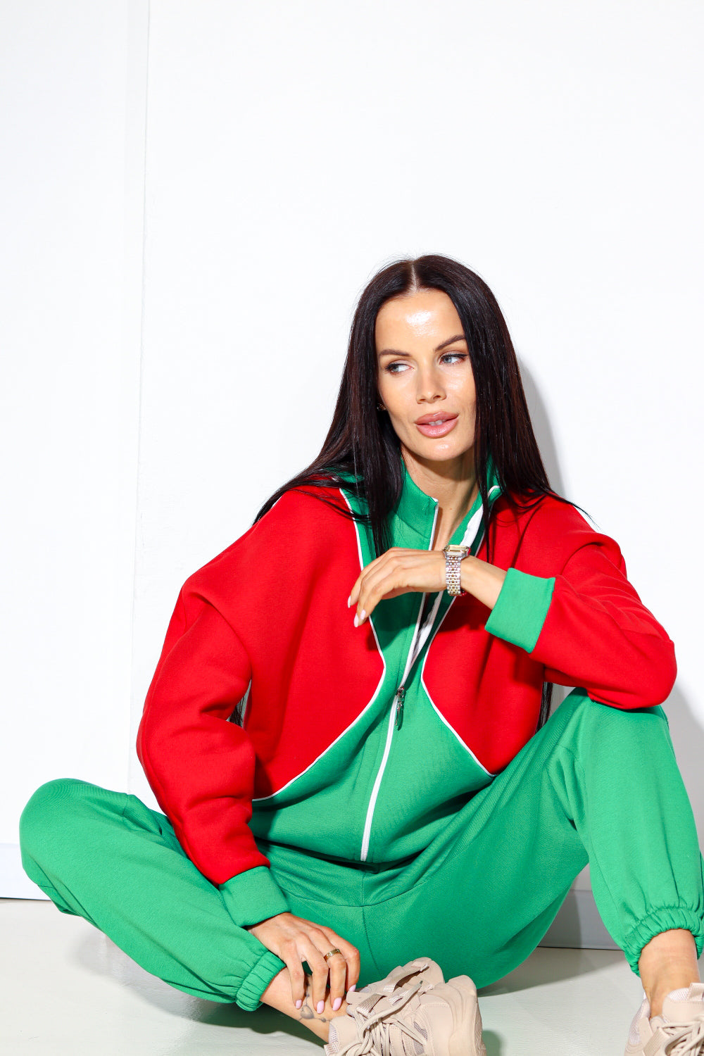 Zaļš+ sarkans 2daļīgs sporta komplekts  - 13949