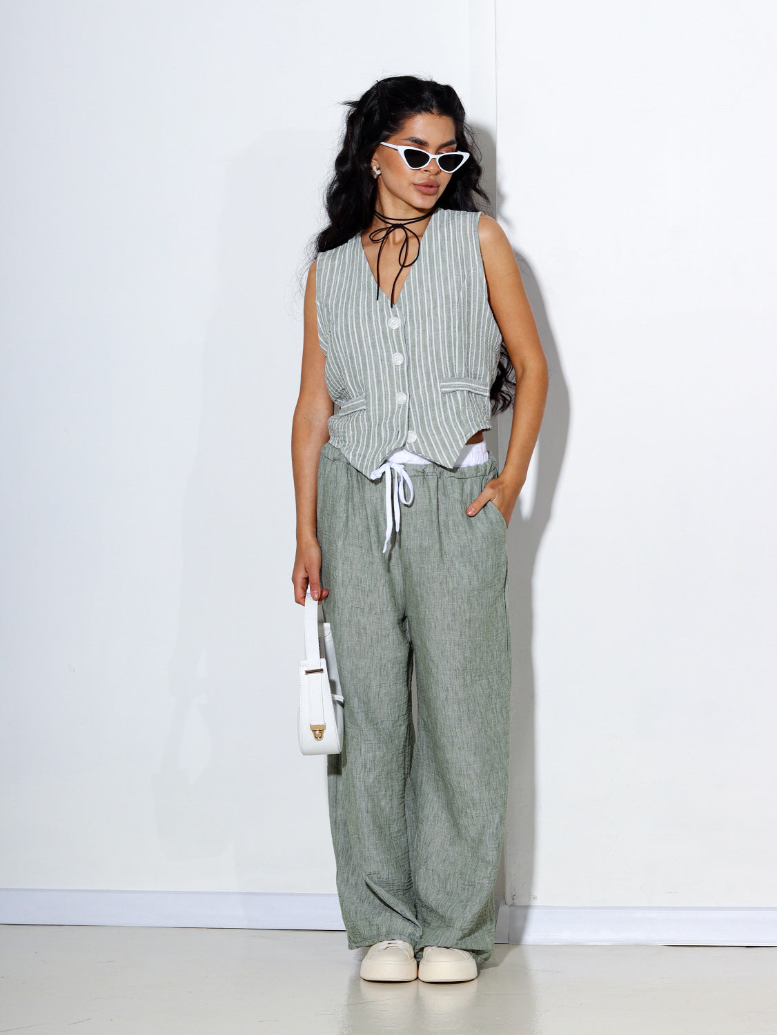 Zaļa strīpaina veste - 14522