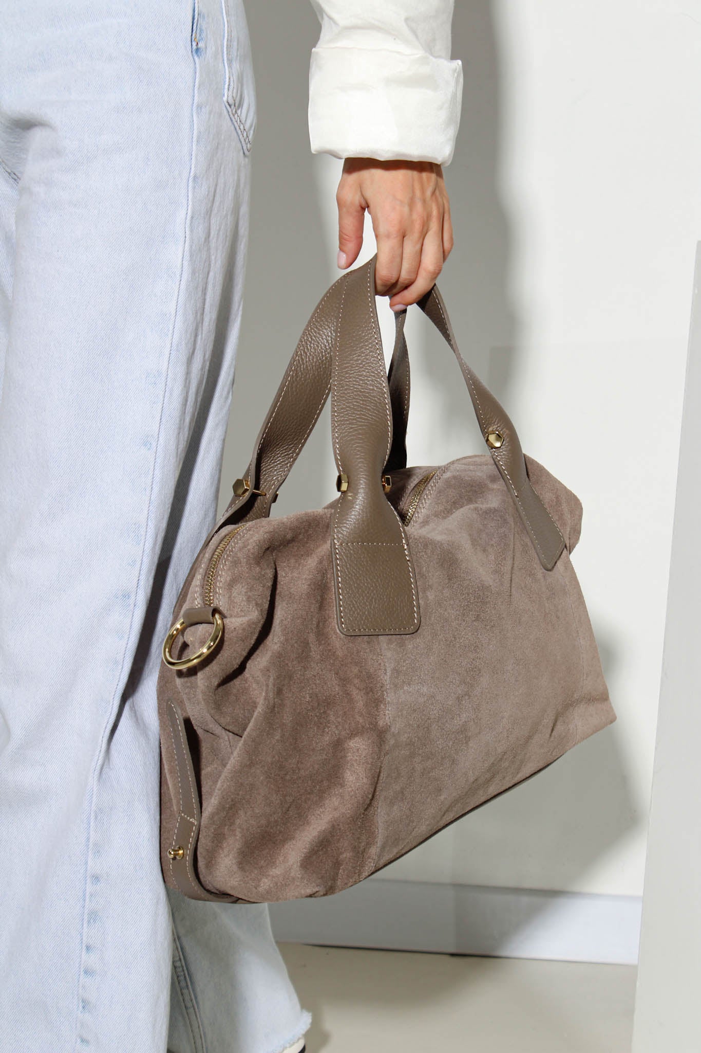 Bēša zamšādas liela soma, mīksta soma - 16080