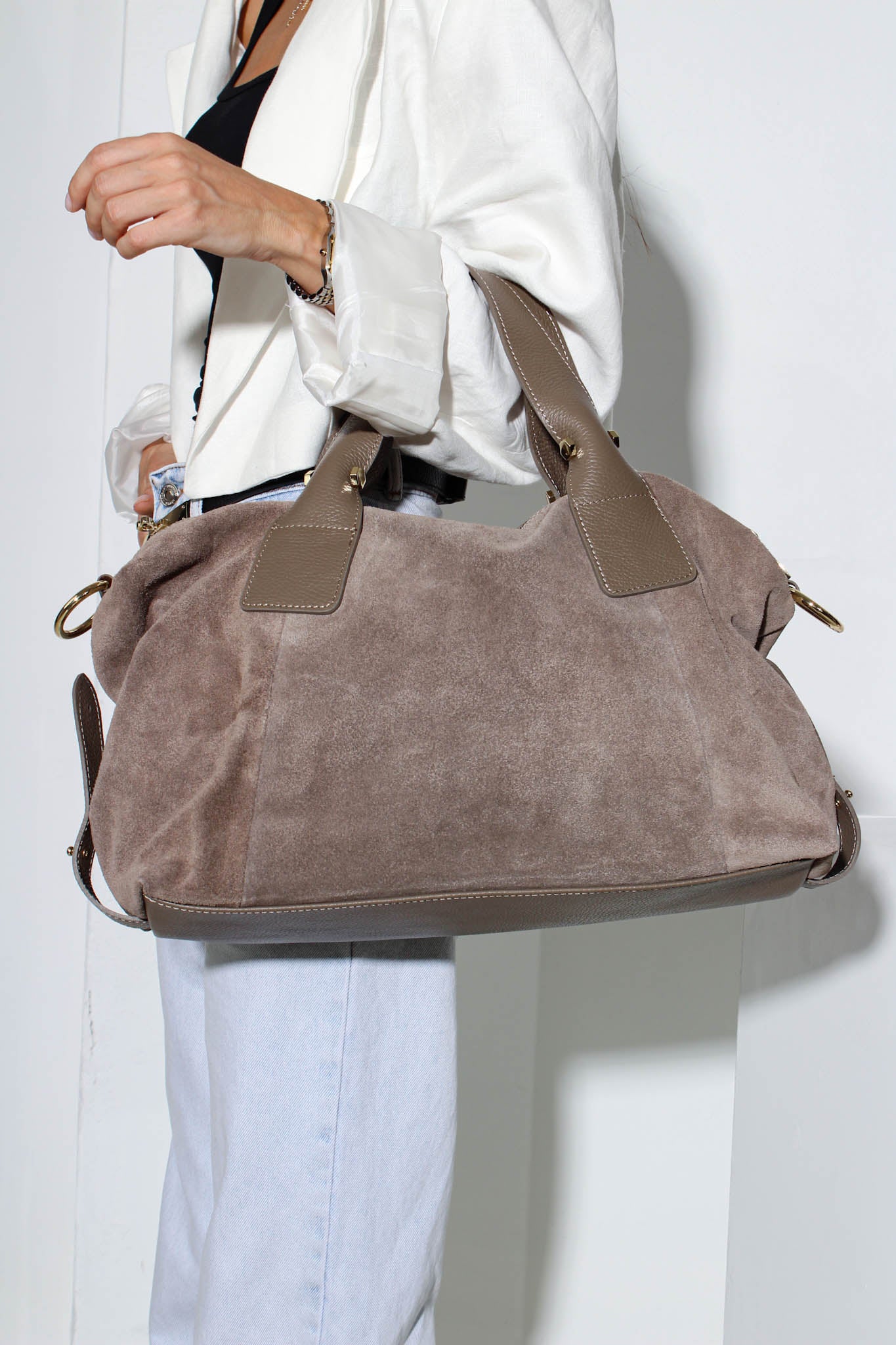 Bēša zamšādas liela soma, mīksta soma - 16080