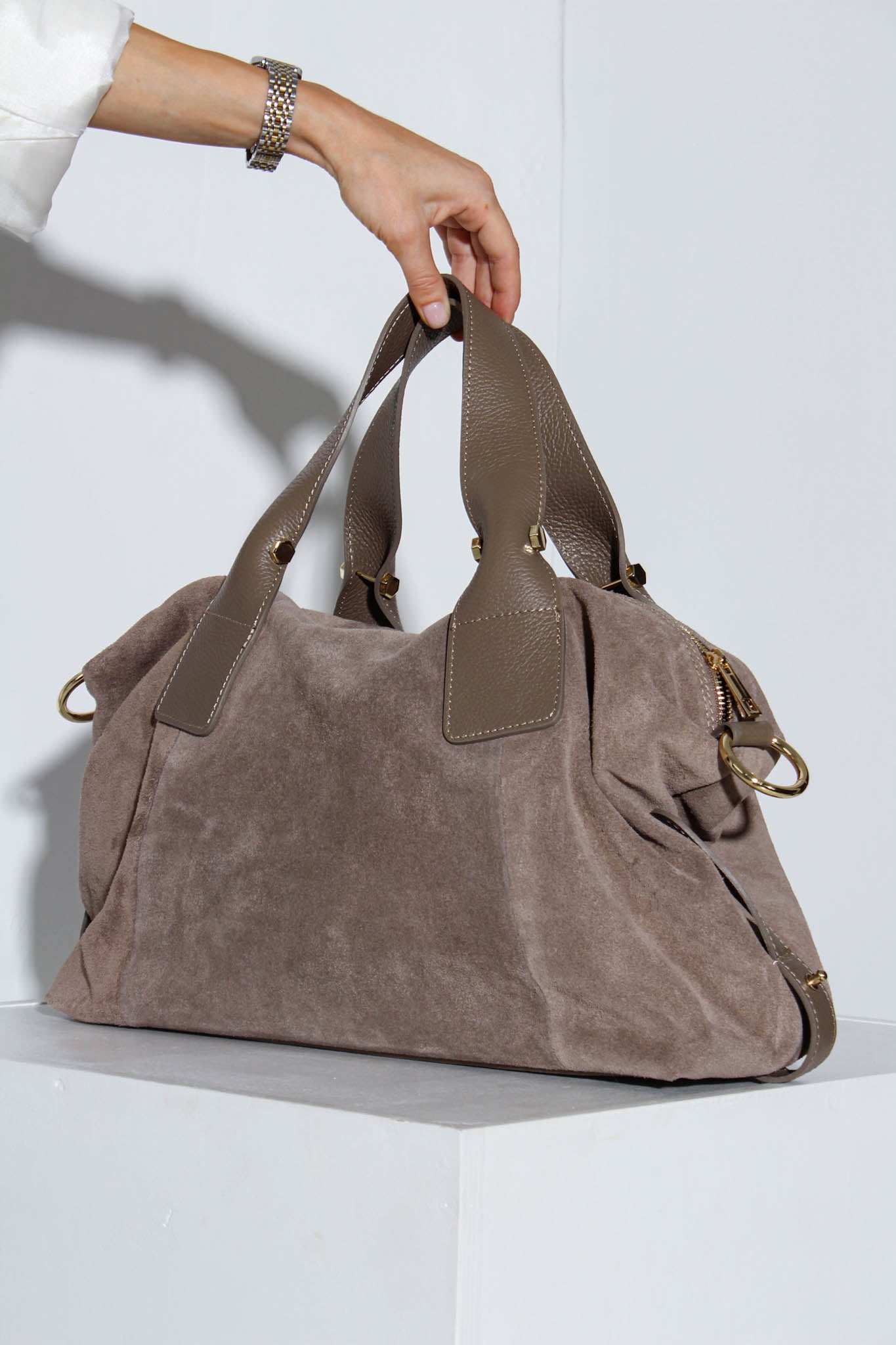 Bēša zamšādas liela soma, mīksta soma - 16080