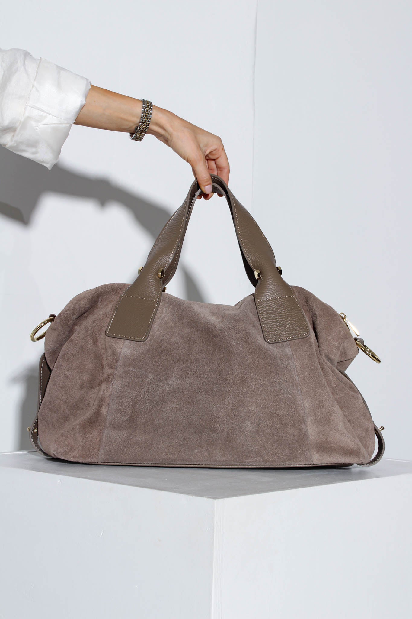 Bēša zamšādas liela soma, mīksta soma - 16080