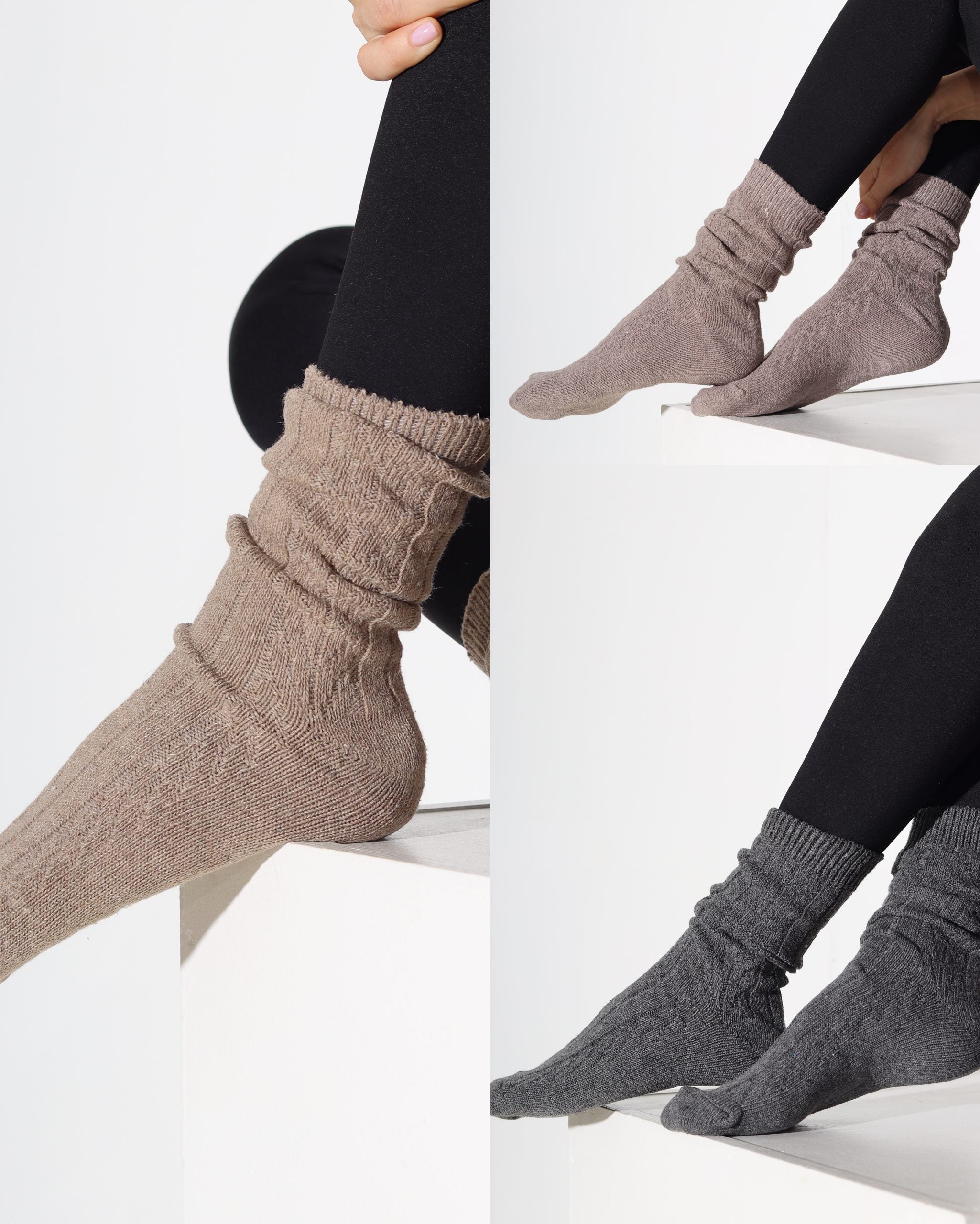 Alpakas pusgarās zeķes 3in1 (pelēks+taupe+brūns) - 16877